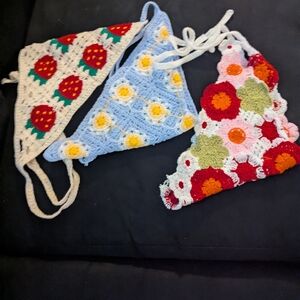 Colorful Crochet Woman  Bandana Set